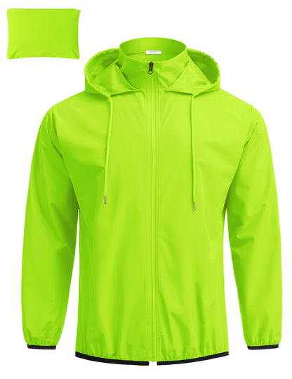COOFANDY Men's Packable Rain Jacket Lightweight Waterproof Raincoat with Hood Travel Hiking Golf Windbreaker