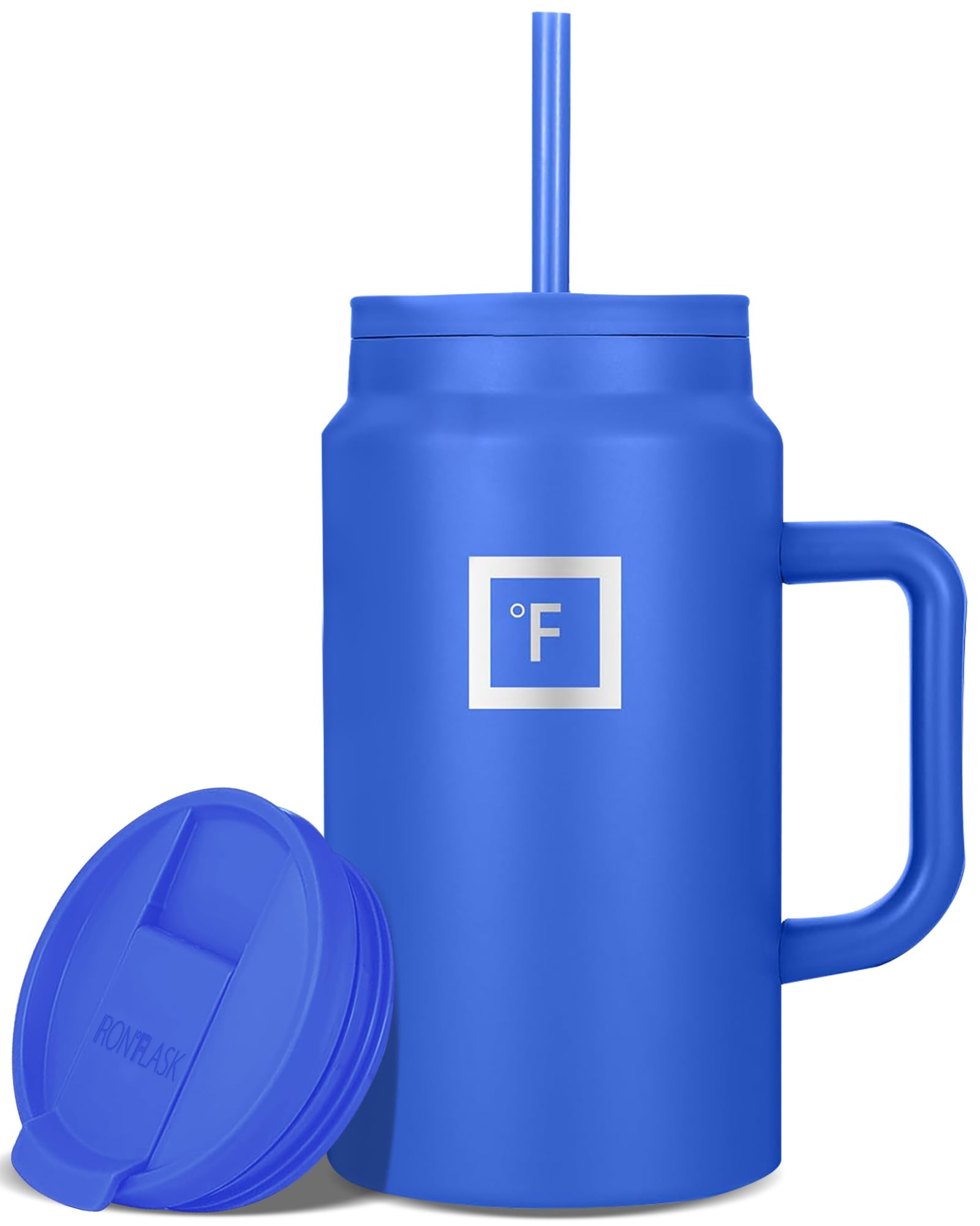 IRON °FLASK Co-Pilot Insulated Mug w/Straw & Flip Cap Lids - Cup Holder Bottle for Hot, Cold Drink - Leak-Proof - Water, Coffee Portable Travel Mug - Aurora, 40 Oz