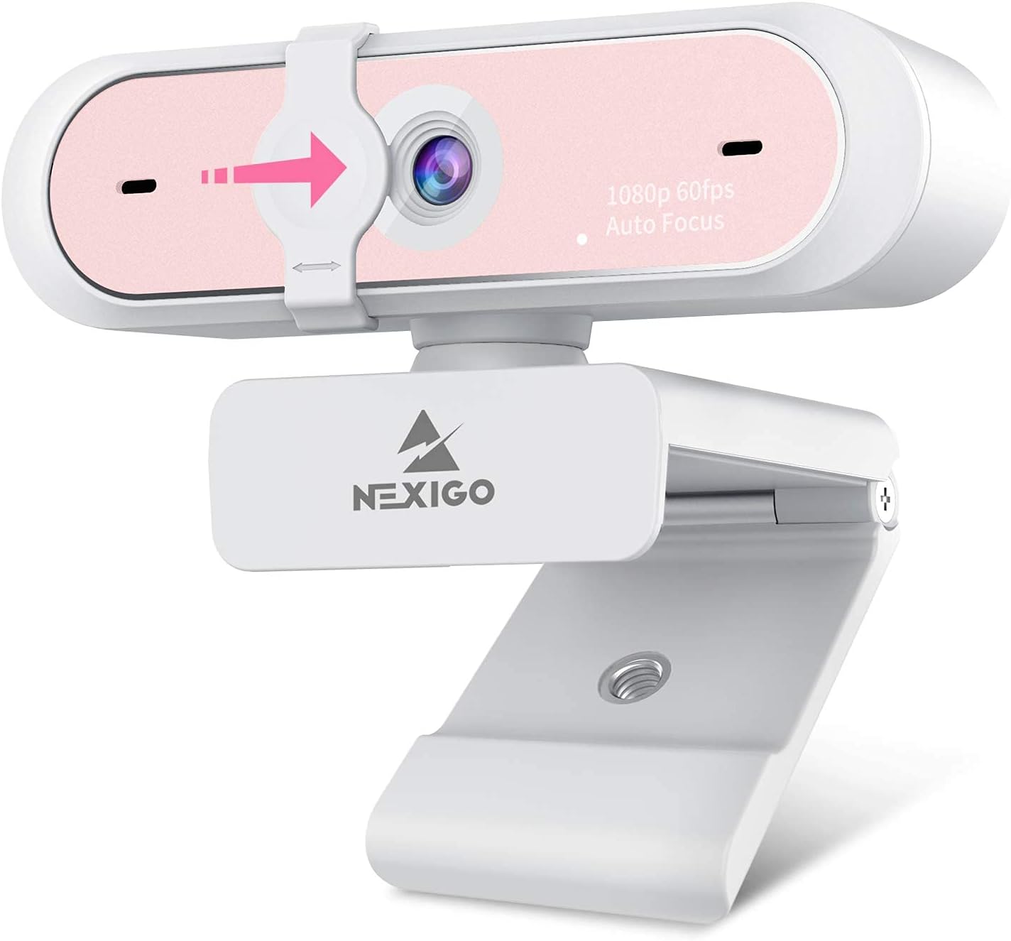 60FPS AutoFocus 1080P Webcam with Dual Microphone & Privacy Cover, 2021 NexiGo N660P Pro HD USB Computer Web Camera, for OBS Gaming Zoom Meeting Skype FaceTime Teams, Pink (Renewed)