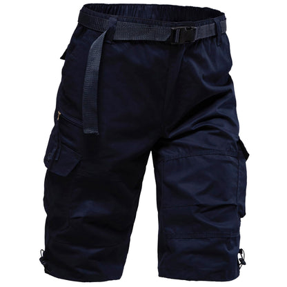 Mylldey Men's Cargo Shorts 3/4 Relaxed Fit Mens Running Shorts 7 Pockets Elastic Waist Cotton Hiking Shorts