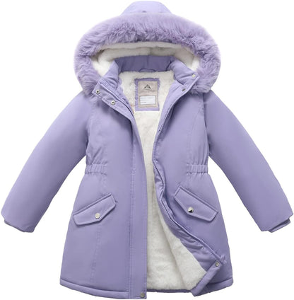 Girl's Long Coat Waterproof Winter Kids Outerwear Warm Parka Puffer Jacket with Hood