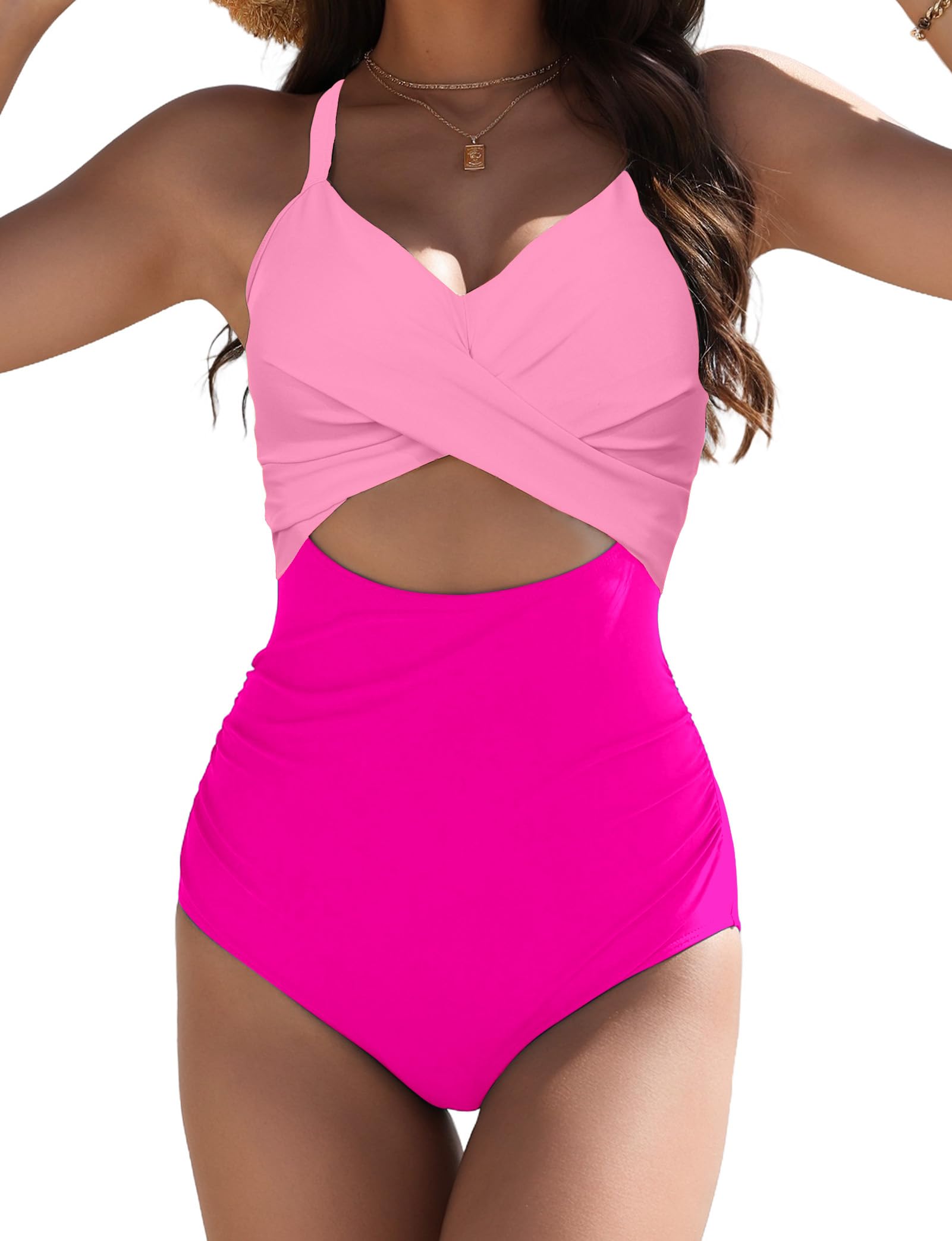 Buauty Women's One Piece Swimsuit Tummy Control Bathing Suits Sexy Cutout Swimwear Full Coverage Swim Suits for Women 2025