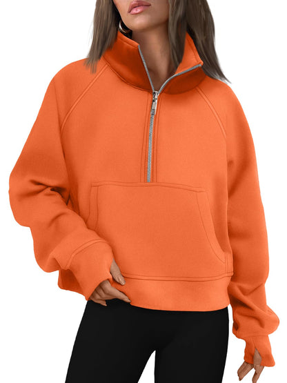 AUTOMET Womens Sweatshirts Half Zip Cropped Pullover Fleece Quarter Zipper Hoodies 2025 Fall Fashion Outfits Clothes