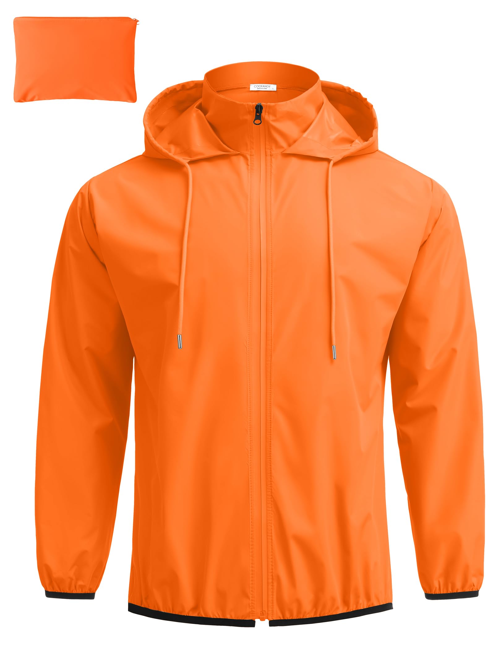COOFANDY Men's Packable Rain Jacket Lightweight Waterproof Raincoat with Hood Travel Hiking Golf Windbreaker