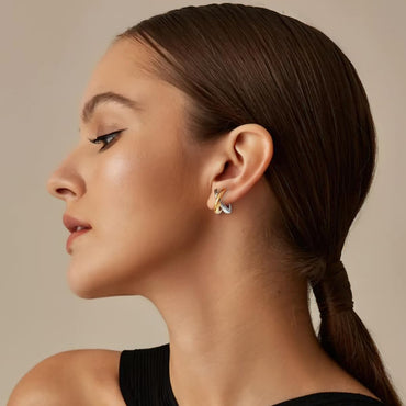 Gold Hoop Earrings For Women Trendy Mixed Metal Earrings Two Tone Earring Gold And Silver Earring Fashion Knot Jewelry Gift