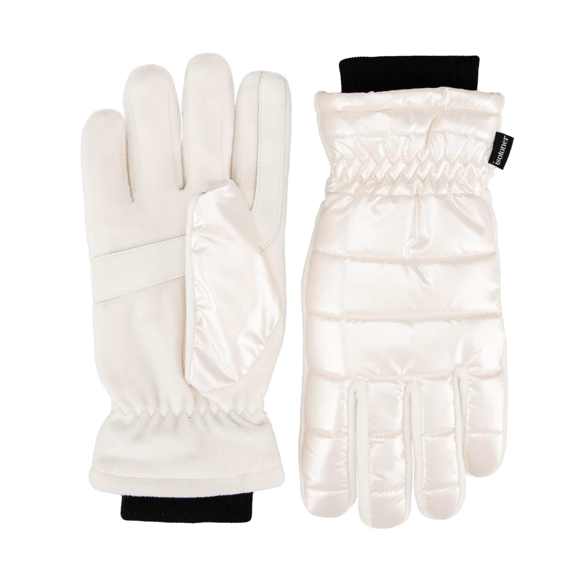 isotoner womens Water Repellent Touchscreen Iridescent Sleekheat Gloves and Flip Top Mittens