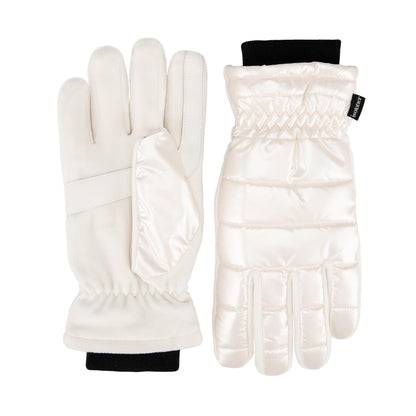 isotoner womens Water Repellent Touchscreen Iridescent Sleekheat Gloves and Flip Top Mittens