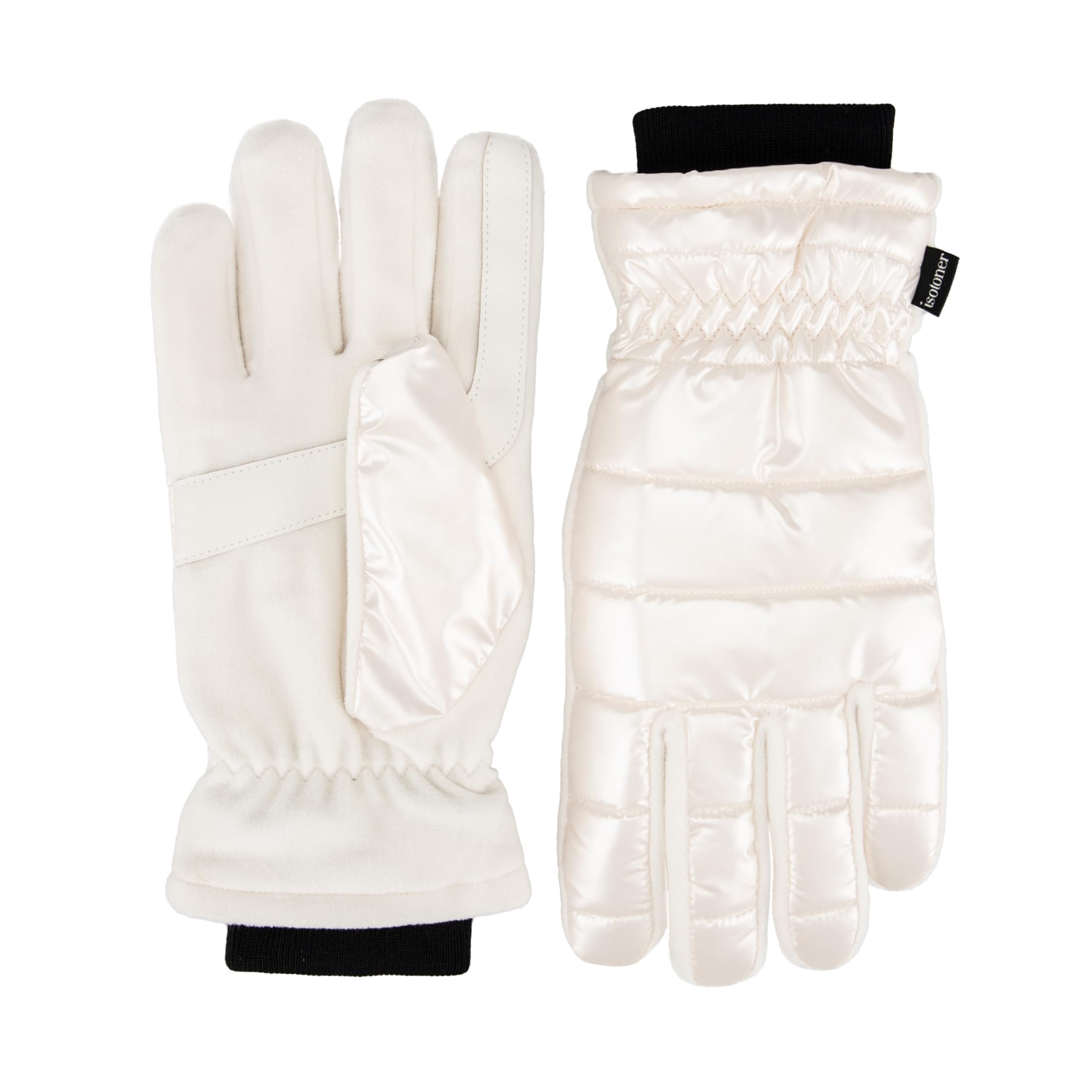 isotoner womens Water Repellent Touchscreen Iridescent Sleekheat Gloves and Flip Top Mittens