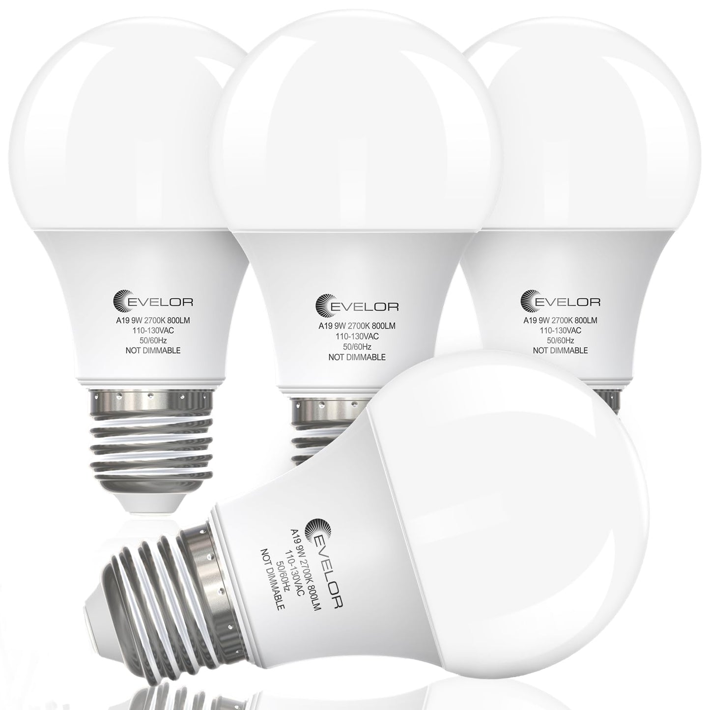 6-Pack A19 LED Light Bulbs,60 Watt Equivalent Daylight 5000K with E26 Base,Efficient 9W,800 Lumens Non-Dimmable LED Bulbs,15000 Hours, Ideal for Bedroom Living Room