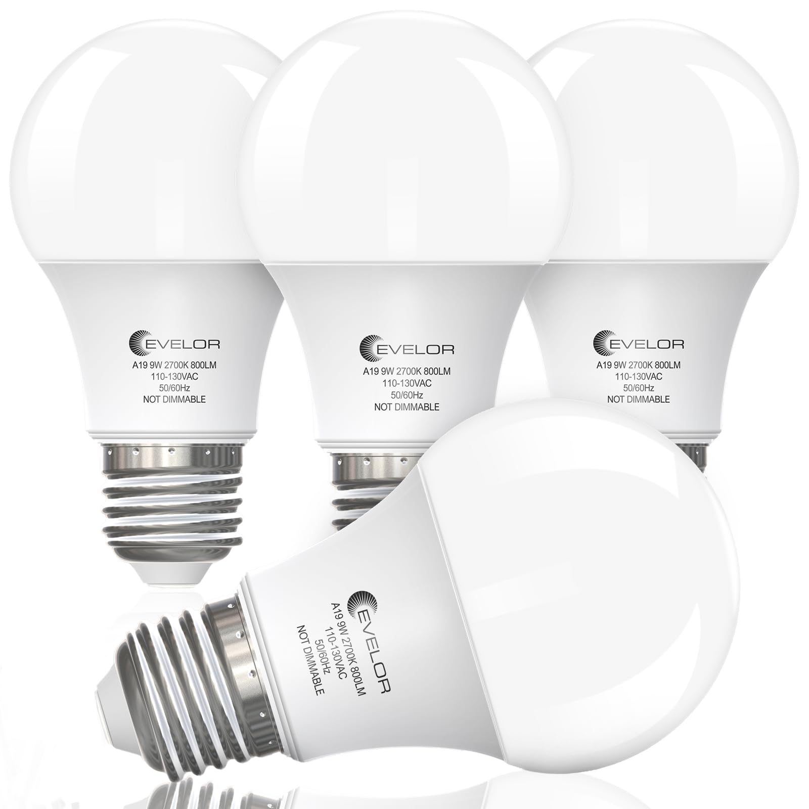 6-Pack A19 LED Light Bulbs,60 Watt Equivalent Daylight 5000K with E26 Base,Efficient 9W,800 Lumens Non-Dimmable LED Bulbs,15000 Hours, Ideal for Bedroom Living Room