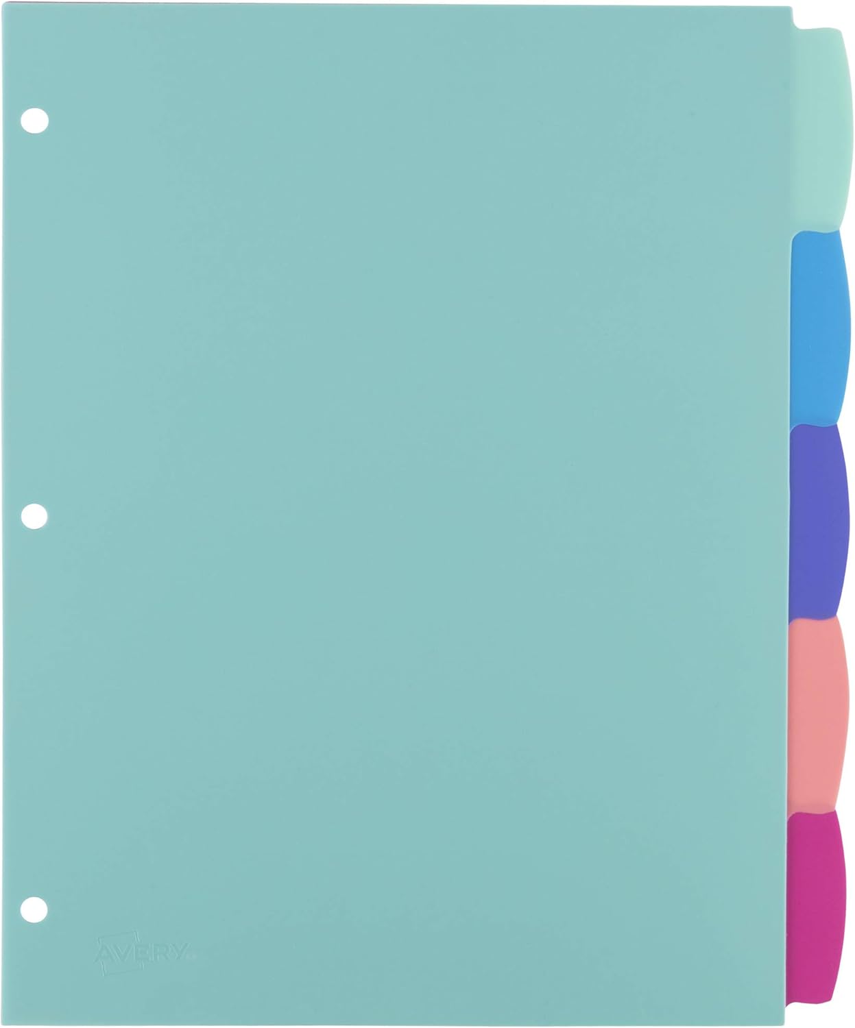 Avery Durable Plastic 5-Tab Write & Erase Big Tab Dividers for 3 Ring Binders, Pastel Brights (16270)