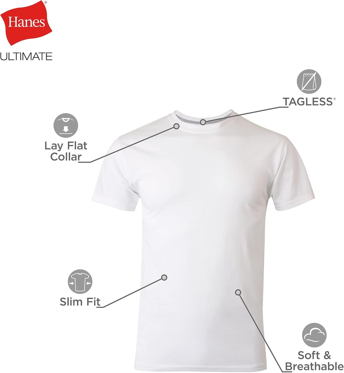 Hanes Men's Fresh Iq Slim Fit Crew Undershirt, 4-pack