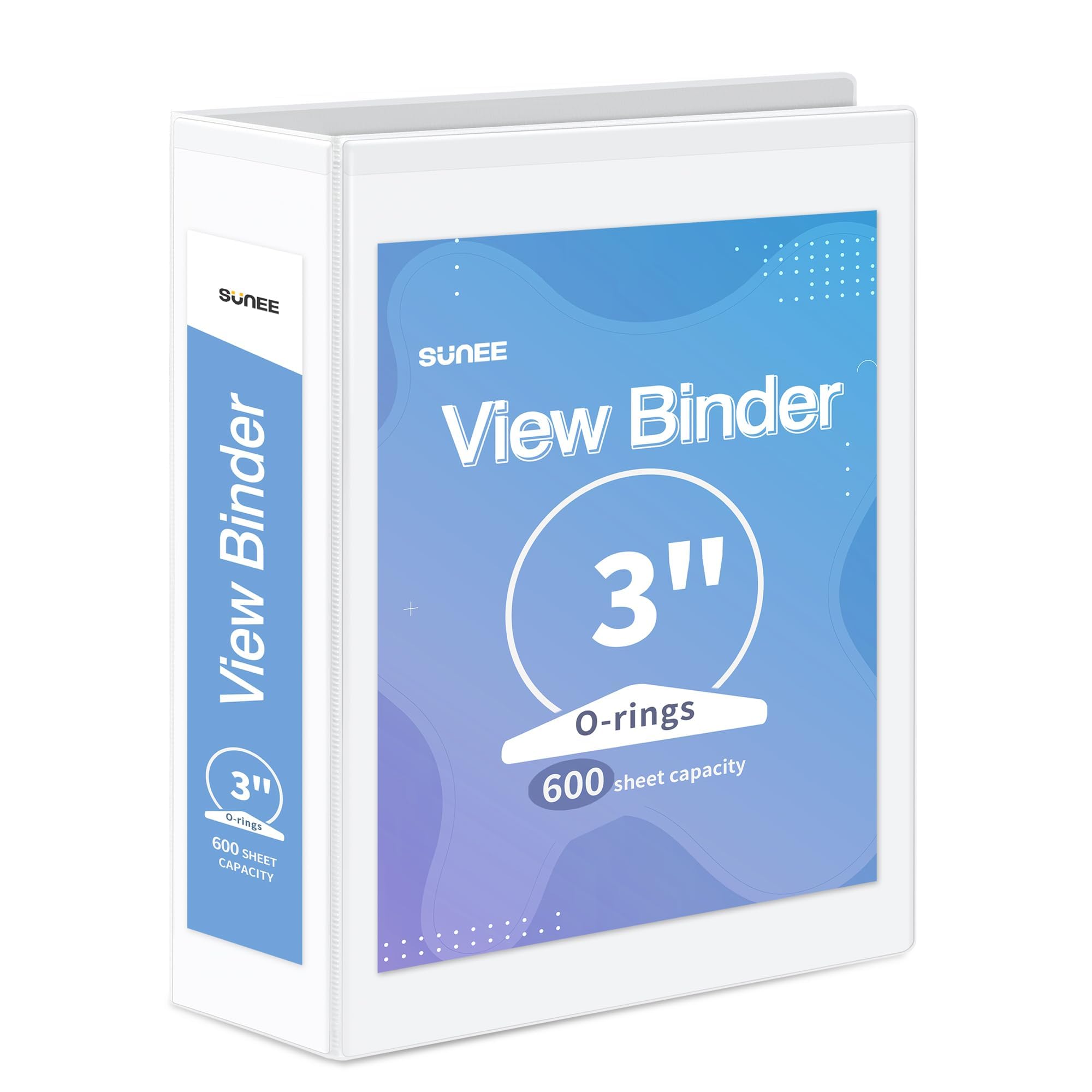 SUNEE 3 Ring Binder 1 Inch 1 Pack, Clear View Binder Three Ring PVC-Free (Fit 8.5x11 Inches) for School or Office Supplies, White