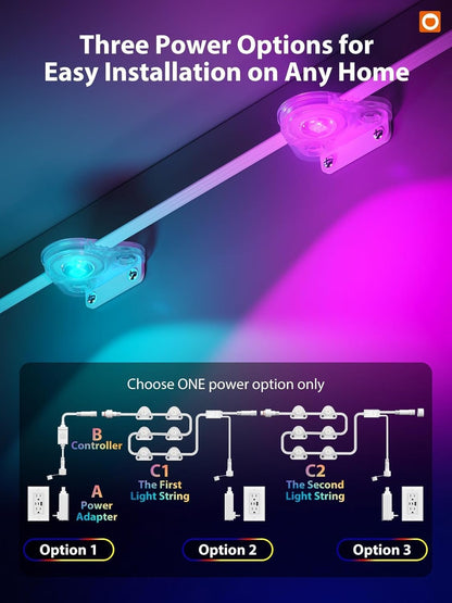 addlon 400FT(200FT*2) Permanent Outdoor Lights, Smart RGB+IC LED Lights for House & Outdoor Decor, App & Remote Control, DIY Scene Modes, IP67 Waterproof for Christmas, Holiday, Party Decorations