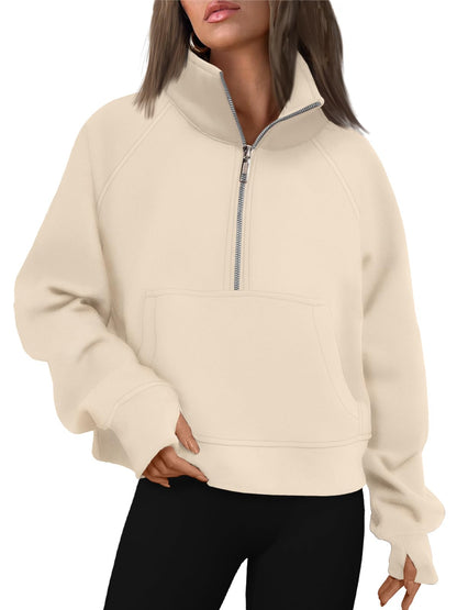 AUTOMET Womens Sweatshirts Half Zip Cropped Pullover Fleece Quarter Zipper Hoodies 2025 Fall Fashion Outfits Clothes