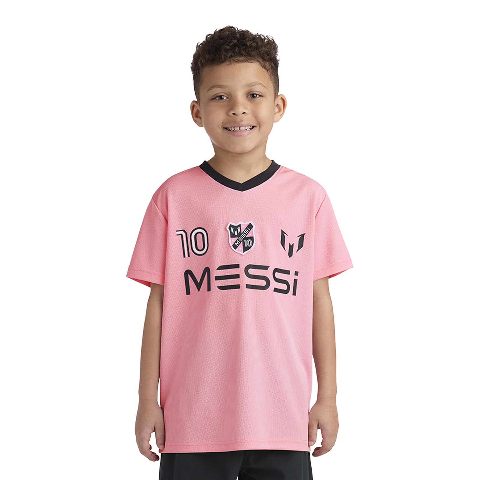 Boys' Lifestyle Short Sleeve Top, Loose-fit V-Neck Shirt with Logo, Comfortable