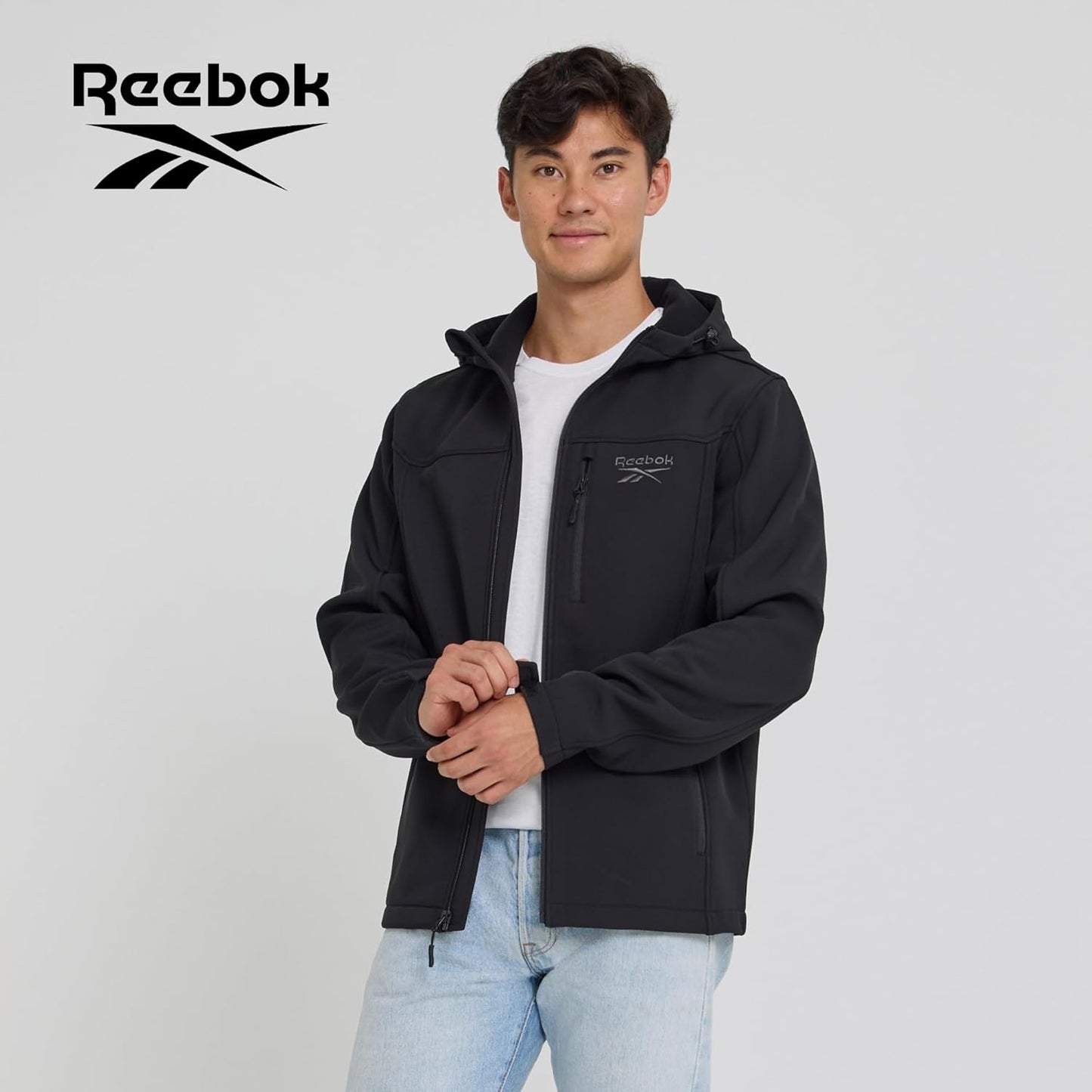 Reebok Waterproof Soft Shell Rain Jacket Men - Rain Coat, Softshell Windbreaker with Hood