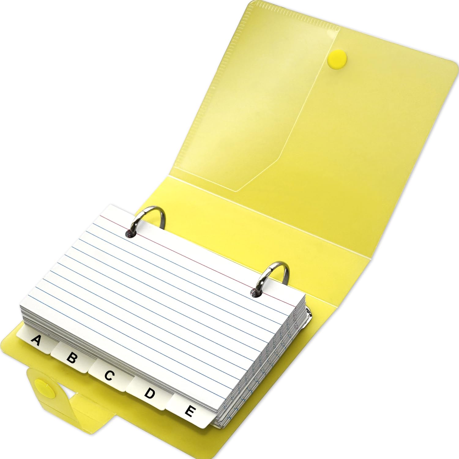 3x5 Lined Index Cards with Ring Binder Holder and Dividers, 100 Ruled Cards, Black