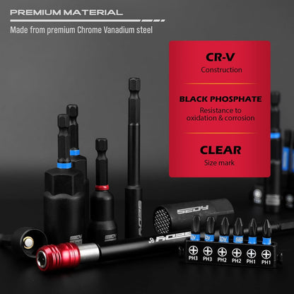 80-Piece Premium Magnetic Impact Nut Driver Set Metric & SAE with Socket Adapters, Bit Holder, Wing Nut Driver, Universal Sockets, Quick Release Extension, Power Bits