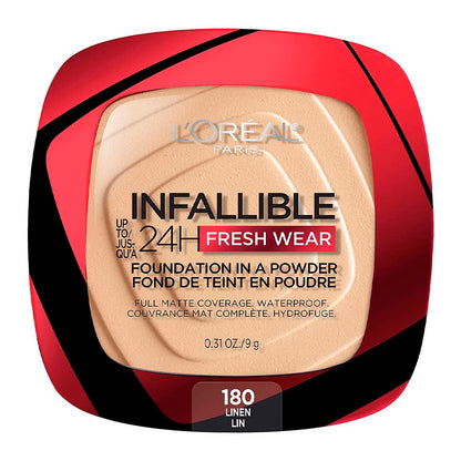 L'Oreal Paris Makeup Infallible Fresh Wear Foundation in a Powder, Up to 24H Wear, Waterproof, Ivory Buff, 0.31 oz.