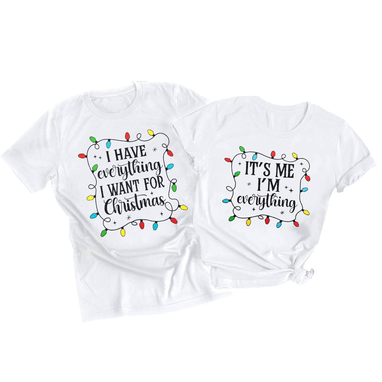 Christmas Couples His and Her Shirt: Family Matching Xmas Outfits Sets - Funny Holiday Graphic Pajamas Tees Top