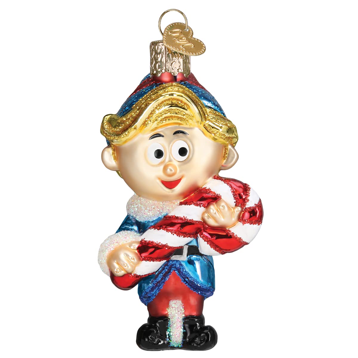 Old World Christmas Bumble (Rudolph The Red-Nosed Reindeer) Glass Blown Ornament for Christmas Tree, Handcrafted Holiday Decoration, Rudolph Collection
