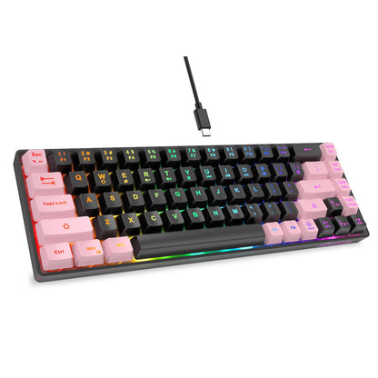 65% Gaming Keyboard, Wired Backlit Mini Keyboard, Ultra-Compact Anti-Ghosting No-Conflict 68 Keys Membrane Gaming Wired Keyboard for PC Laptop Windows Gamer