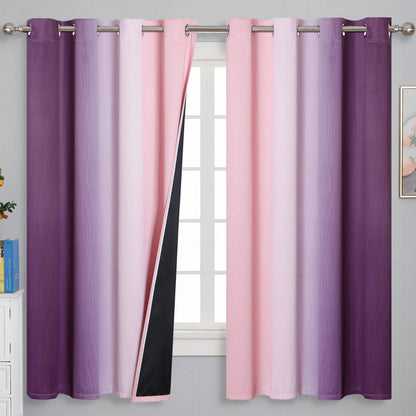 Estelar Textiler Beige and Greyish White Blackout Curtains for Living Room, Full Room Darkening Gradient Drapes for Bedroom, Thermal Insulated Ombre Grommet Curtains for Dining Room,52Wx84L,2 Panels
