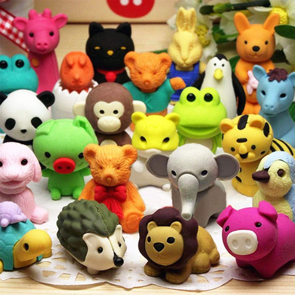 60Pcs Animal Erasers Desk Pets for Kids Animal Pencil Erasers Bulk Puzzle Eraser Toys Gifts for Classroom Prizes,Game Reward,Treasure Box,Easter Egg Fillers,Goodie Bag Stuffers,Party Favors