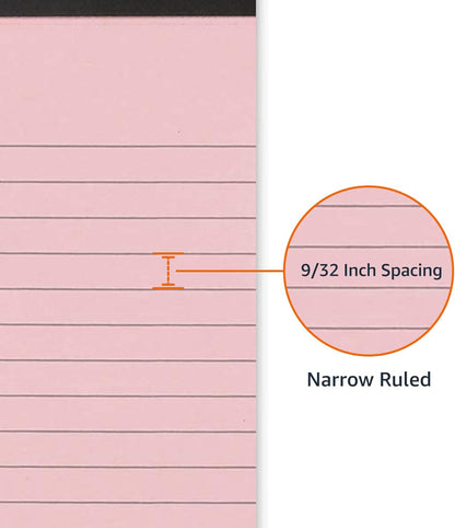 Amazon Basics Narrow Ruled 5-Inch by 8-Inch Lined Writing Note Pads, 6 Count (50 Sheet Pads), Multicolor