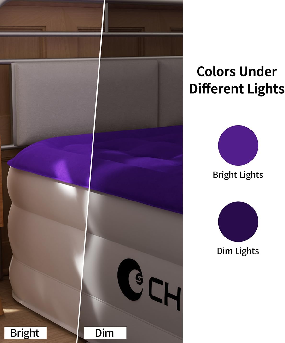 CHILLSUN Air Mattress Queen With Built in Pump - Upgraded Blow Up Bed,2 Mins Quick Self Inflatable and Deflate, 18"/650lbs Max, Strong Support, Flocked Top, Puncture Resistant, for Camping,Home,Guests