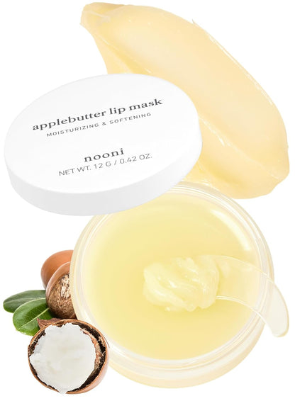 NOONI Vegan Butter Melting Balm - Applebutter Lip Sleeping Mask | Shea Butter, Vitamins, Nourishing Treatment for Dry Lips, Soothing, Overnight Moisturizer, Softening, Hydrating, 0.42 Oz