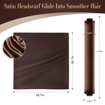 Heatless Curlers, Heatless Curls Overnight Set for Women, Soft Hair Curlers to Sleep In, Jumbo No Heat Hair Curlers Set with Headscarf and Hook for Long Hair (DarkBrown, 4 Packs)