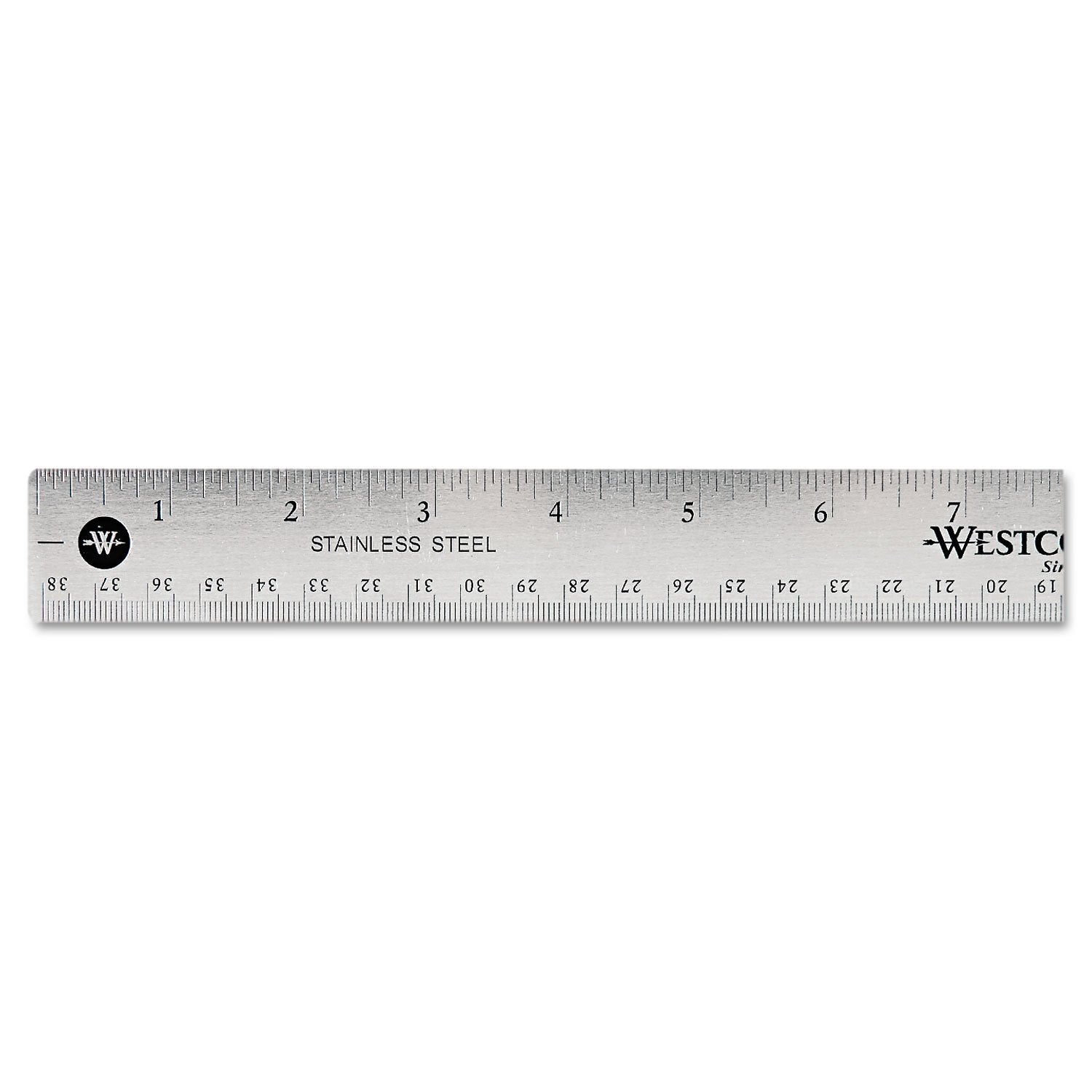 Westcott 10414 Stainless Steel Metal Ruler with Non-Slip Cork Base, 6 in