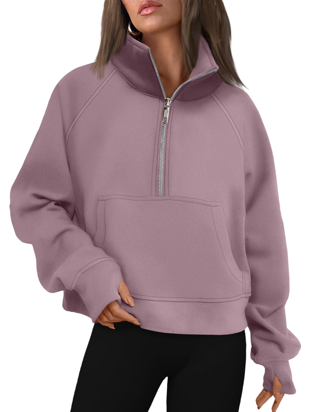 AUTOMET Womens Sweatshirts Half Zip Cropped Pullover Fleece Quarter Zipper Hoodies 2025 Fall Fashion Outfits Clothes