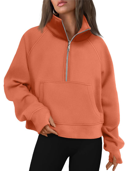 AUTOMET Womens Sweatshirts Half Zip Cropped Pullover Fleece Quarter Zipper Hoodies 2025 Fall Fashion Outfits Clothes