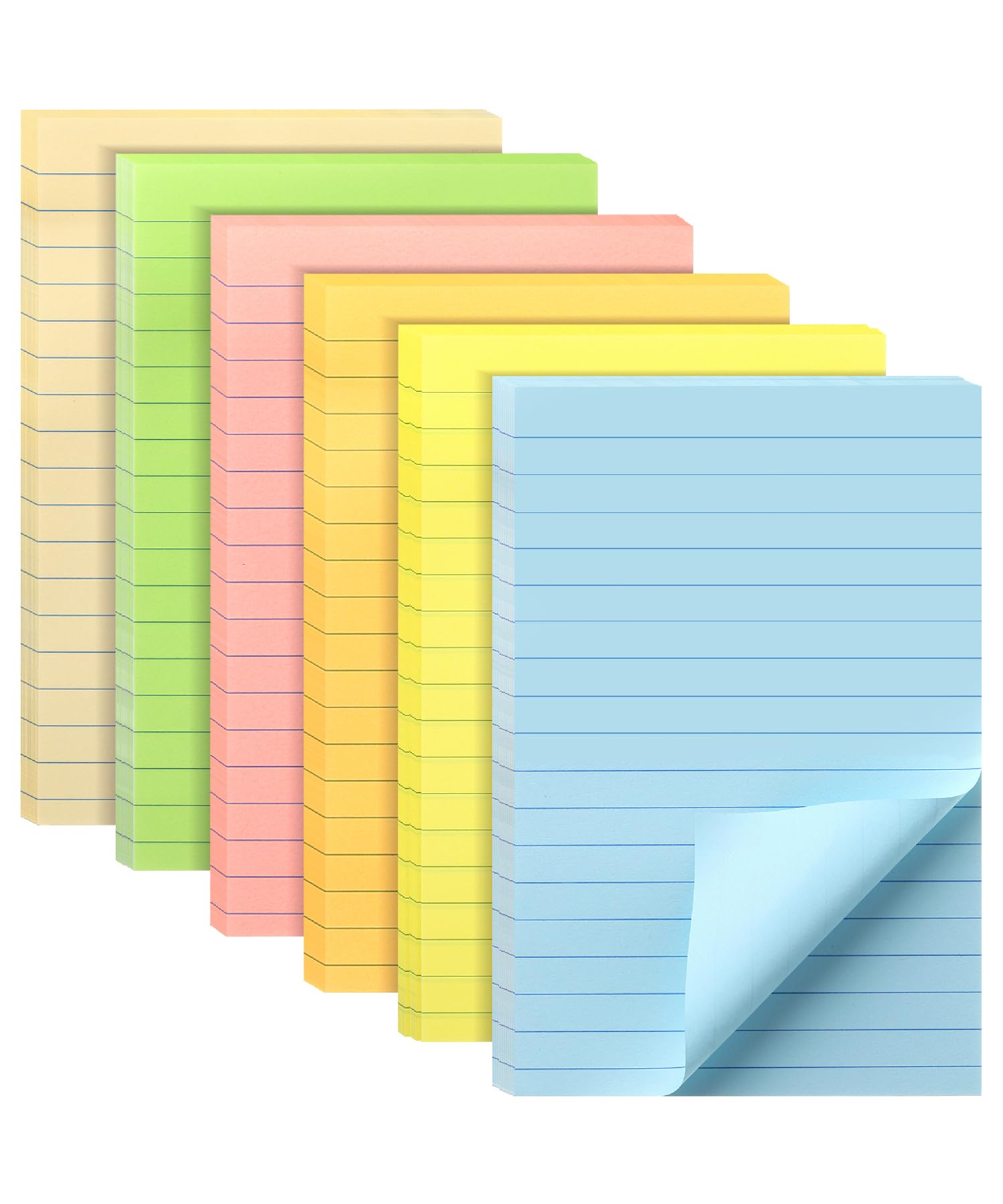 Mr. Pen- Lined Sticky Notes 3x3, 6 Pads, 45 Sheet/Pads, Pastel Colors, Sticky Notes with Lines