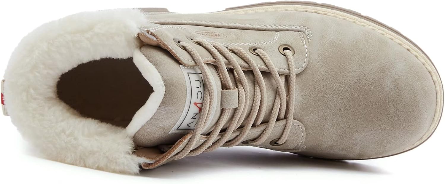 ANJOUFEMME Womens Hiking Snow Winter Boots - Waterproof Work Ankle Boots for Women Comfortable Warm Fur Boots for Backpacking Cycling