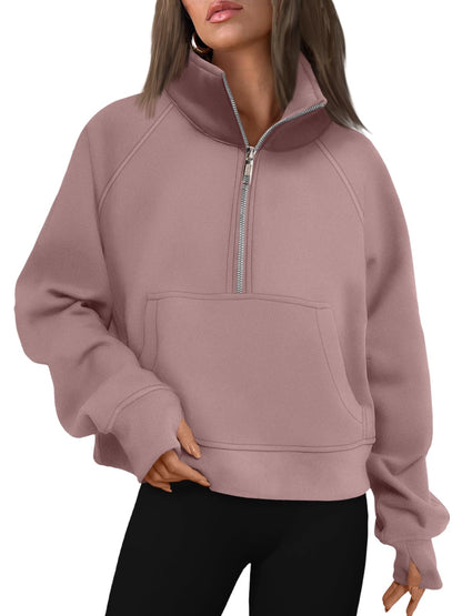 AUTOMET Womens Sweatshirts Half Zip Cropped Pullover Fleece Quarter Zipper Hoodies 2025 Fall Fashion Outfits Clothes