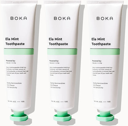 Boka Fluoride Free Toothpaste Nano Hydroxyapatite, Helps Remineralize, Appropriate for Sensitive Teeth, Whitening - for Adult, Kids Oral Care - Ela Mint Flavor, 4 Fl Oz 1Pk US Manufactured