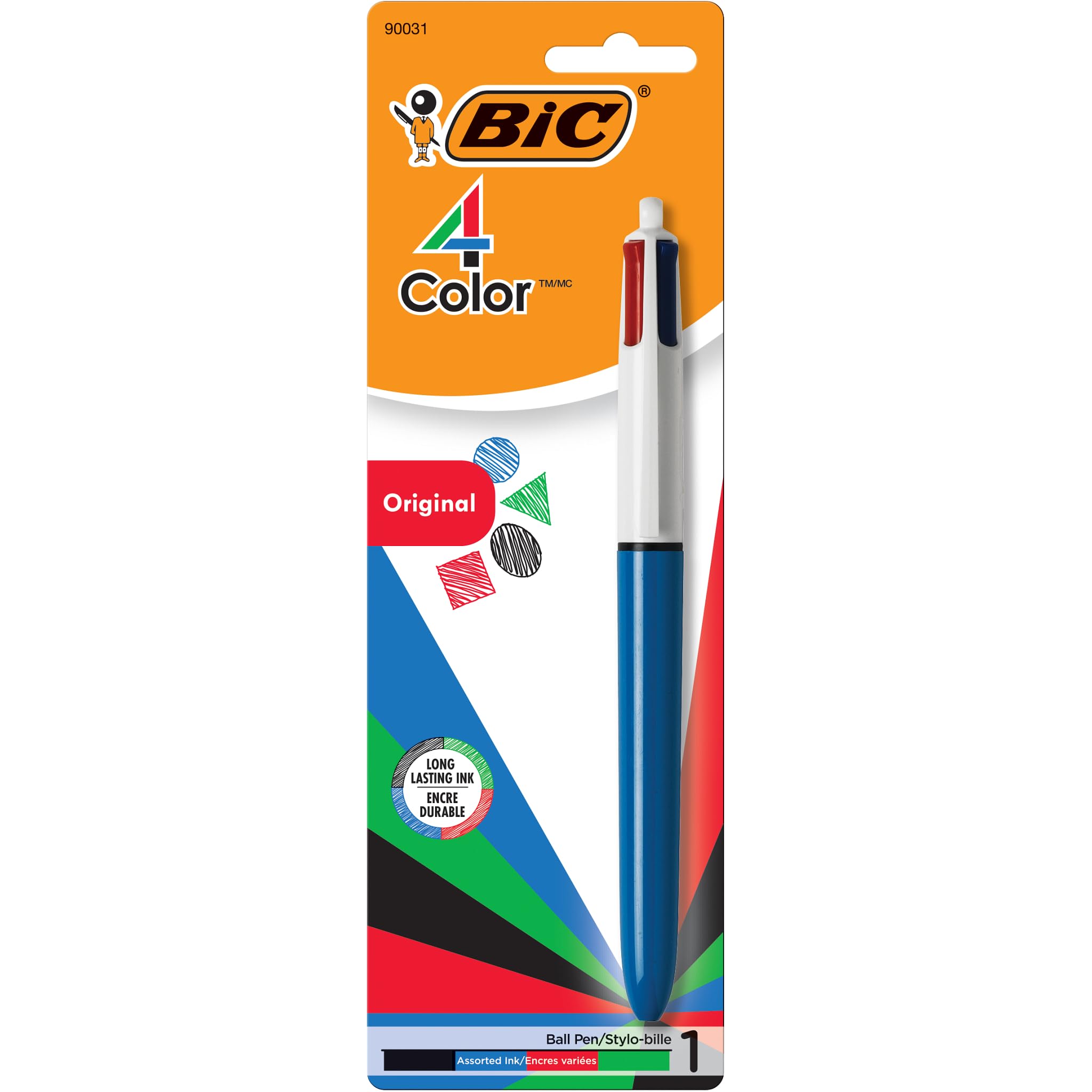 BIC 4 Color Pastel Ballpoint Pen with 1.0 mm Medium Point, Retractable, 12-Count Pack in Assorted Ink