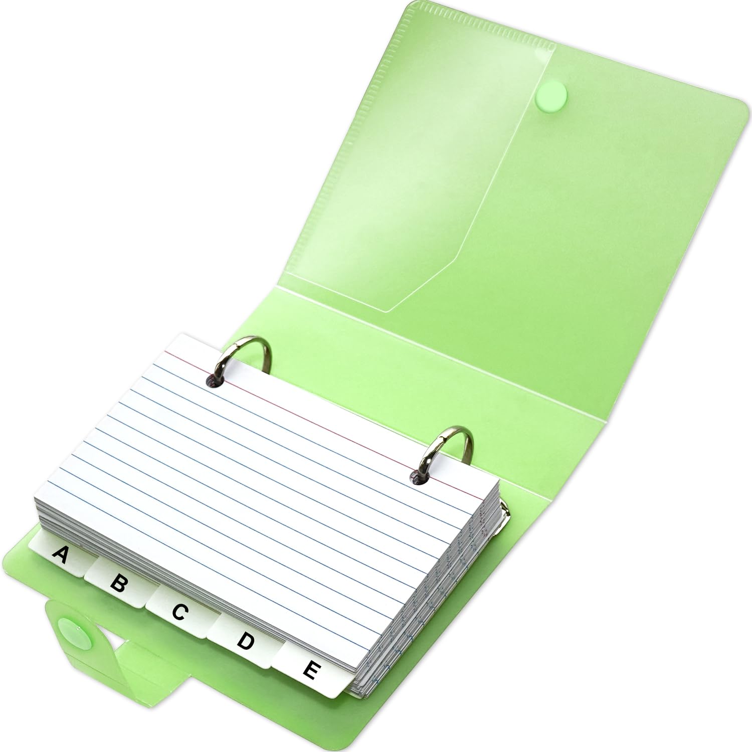 3x5 Lined Index Cards with Ring Binder Holder and Dividers, 100 Ruled Cards, Black
