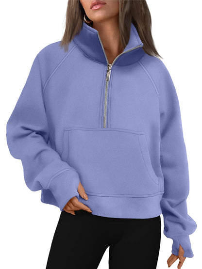 AUTOMET Womens Sweatshirts Half Zip Cropped Pullover Fleece Quarter Zipper Hoodies 2025 Fall Fashion Outfits Clothes