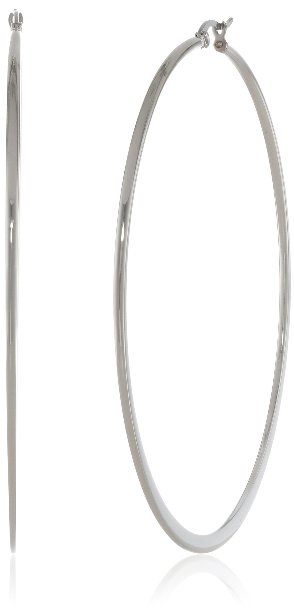 Amazon Essentials Gold Plated or Stainless Steel Flattened Hoop Earrings (previously Amazon Collection)
