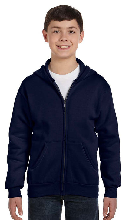 Hanes Boys' EcoSmart Full Zip Hooded Jacket, Navy, Large