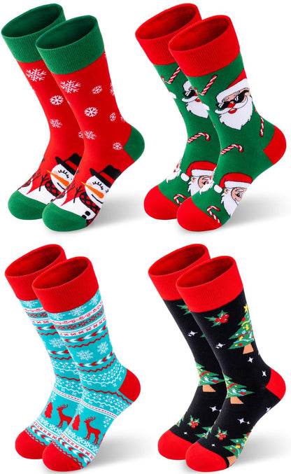 Mens Funny Patterned Christmas Socks for Adults Cute Fun Novelty Cotton Socks for Men