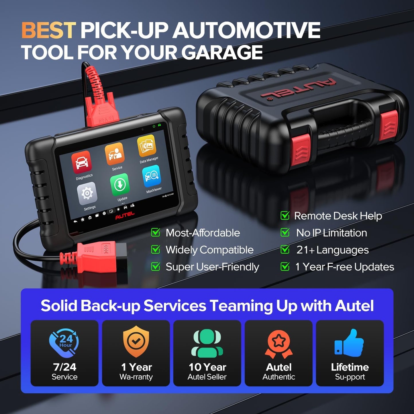 Autel Scanner MaxiCheck MX808S, 2025 US Ver. of MaxiCOM MK808S/ MK808Z, Bidirectional 11OS as MX900 MK900 MK900BT, 3000+ Active Test, 28+ Service, OE All System OBDII Diagnostic Tool, FCA Autoauth