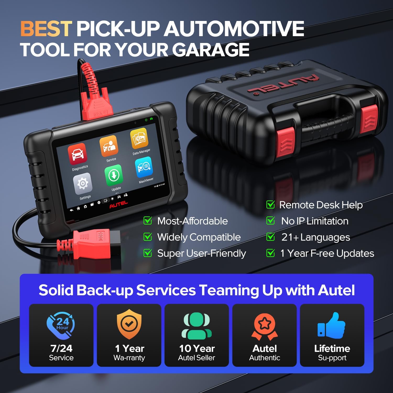 Autel Scanner MaxiCheck MX808S, 2025 US Ver. of MaxiCOM MK808S/ MK808Z, Bidirectional 11OS as MX900 MK900 MK900BT, 3000+ Active Test, 28+ Service, OE All System OBDII Diagnostic Tool, FCA Autoauth