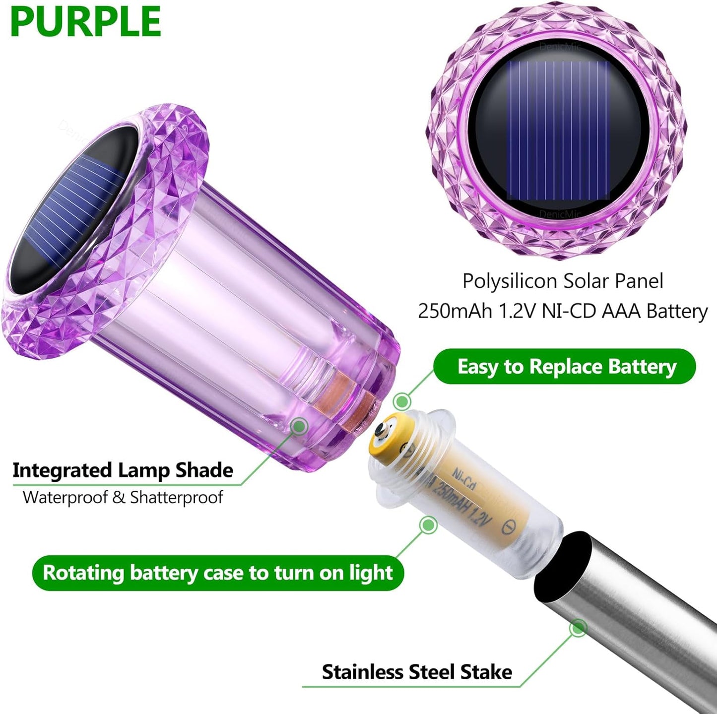 DenicMic Halloween Solar Lights Outdoor 10 Pack Purple LED Waterproof Yard Garden Patio Backyard Pathway Walkway Landscape Path Lawn Outside Halloween Decorations Outdoor