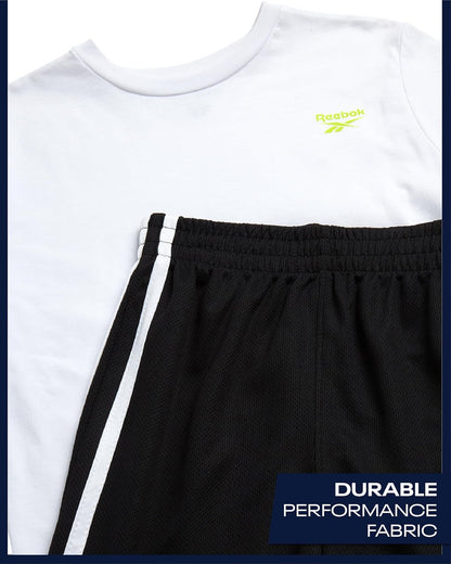 Reebok Boys Athletic Shorts Set - 2 Piece Summer Clothes Outfit with Graphic Tee and Boys Basketball Shorts for Active Kids